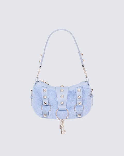 Charalyn Blue Fur Shoulder Bag – FINESSE