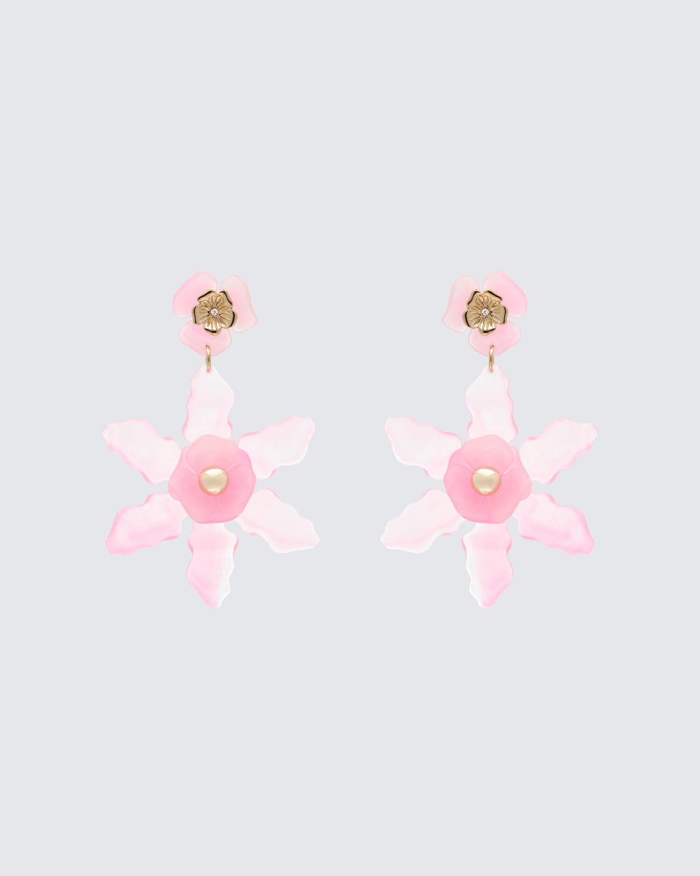 Charity Pink Flower Dangle Earrings