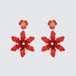 Charity Red Flower Dangle Earrings