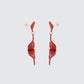 Charity Red Flower Dangle Earrings