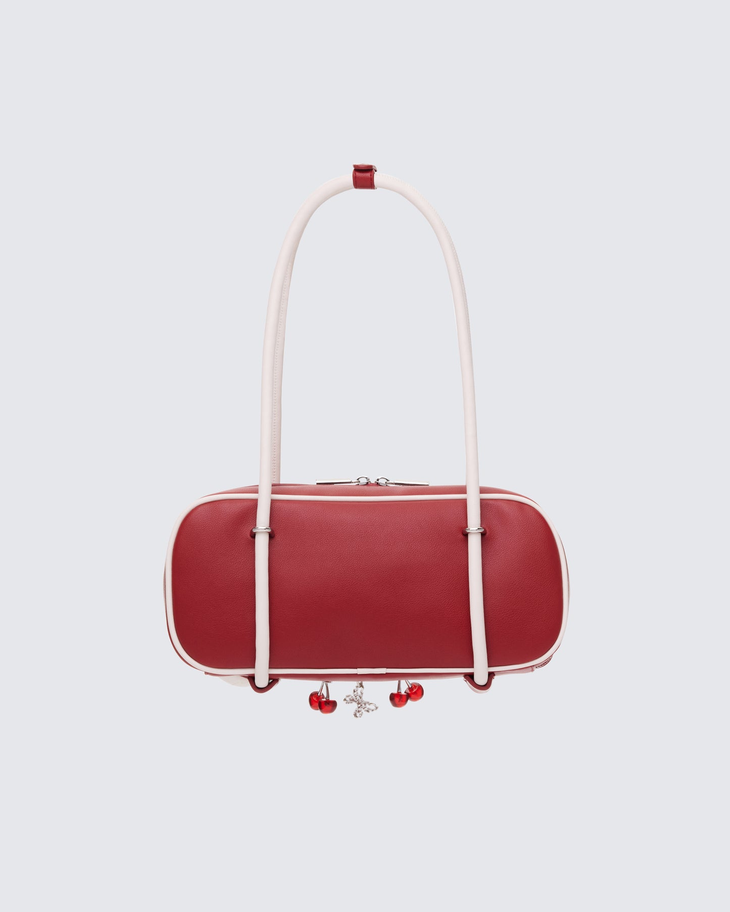 Chelsea Red Rectangle Bowling Bag With Charm