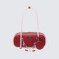 Chelsea Red Rectangle Bowling Bag With Charm