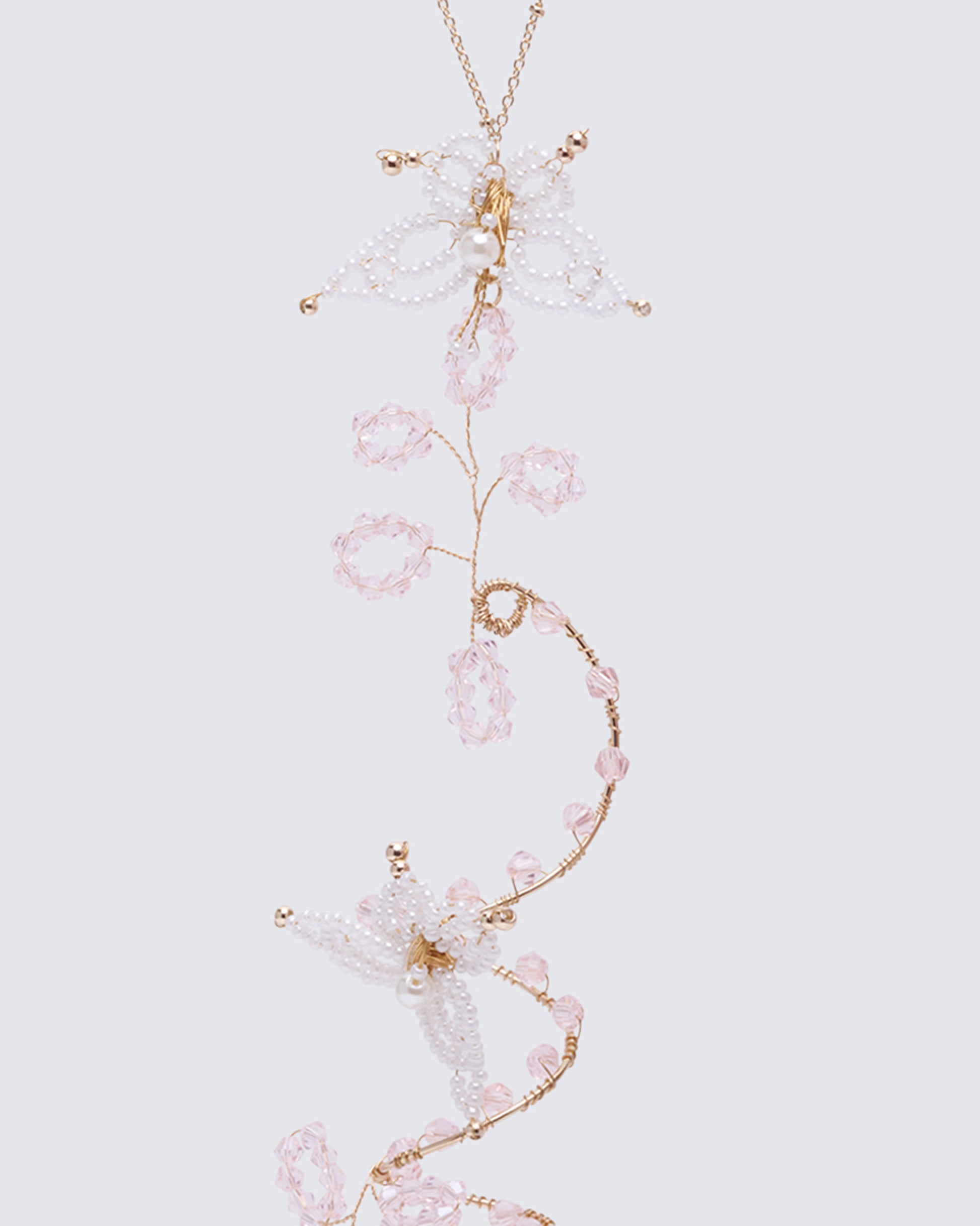 Cheryl Pink Butterfly Hand Harness - close up detail