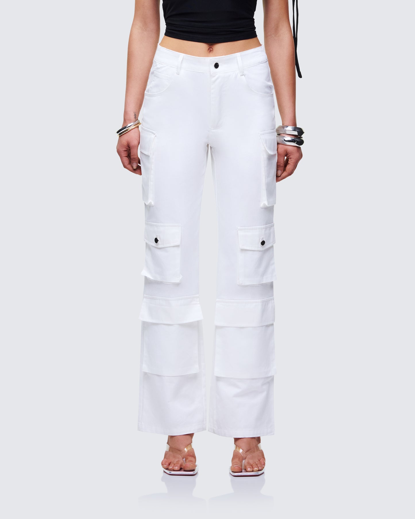 Chima White Cargo Twill Pant