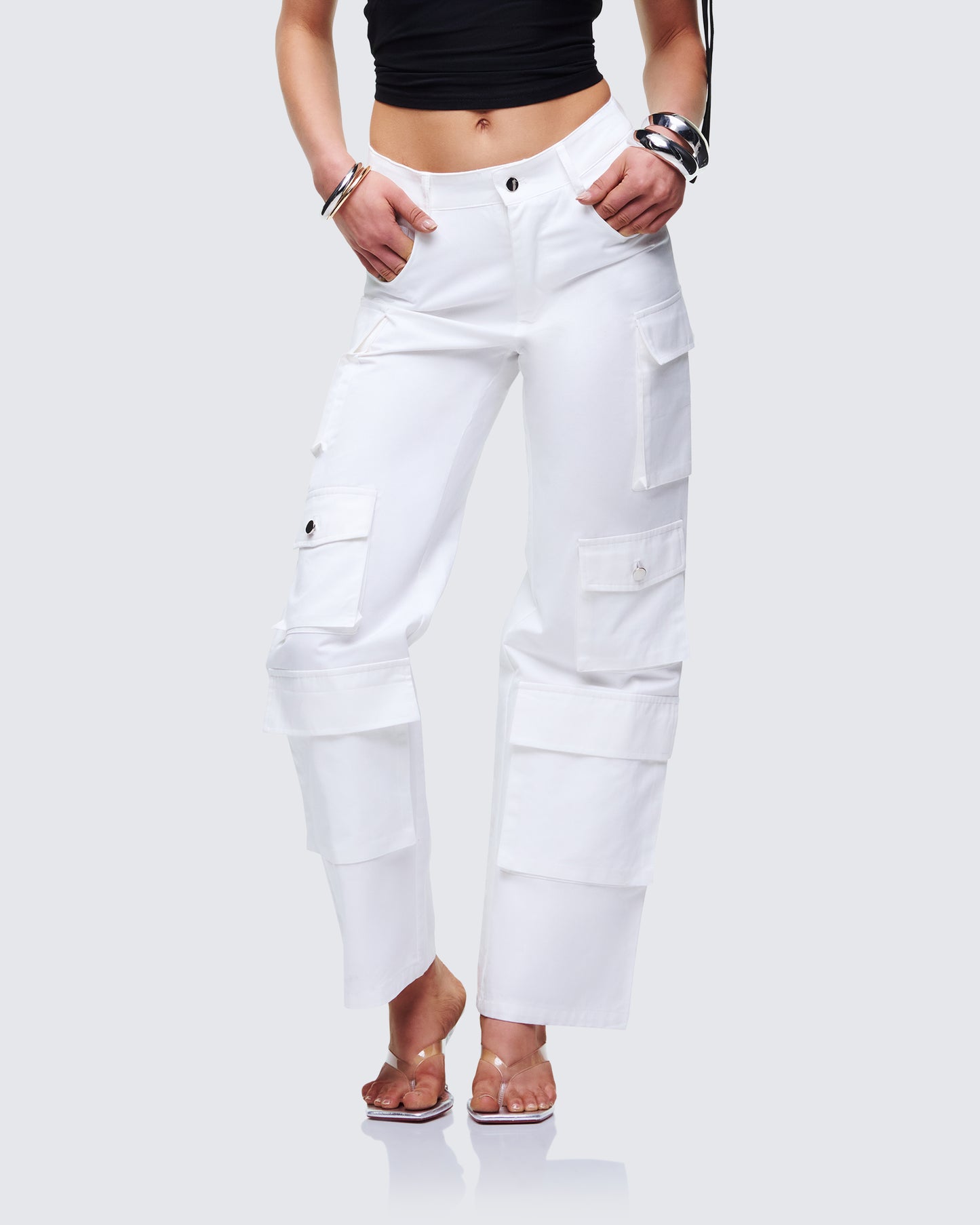 Chima White Cargo Twill Pant