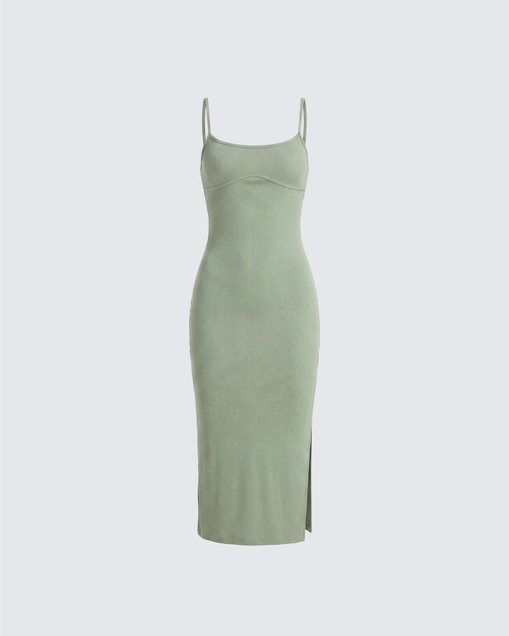 Christa Sage Rib Midi Dress