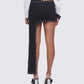 Cia Black Asymmetrical Lace Micro Mini Skirt