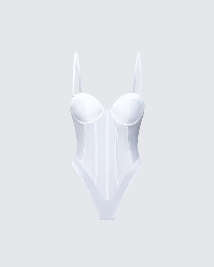Cinderella Ivory Mesh Detachable Strap Bodysuit product front