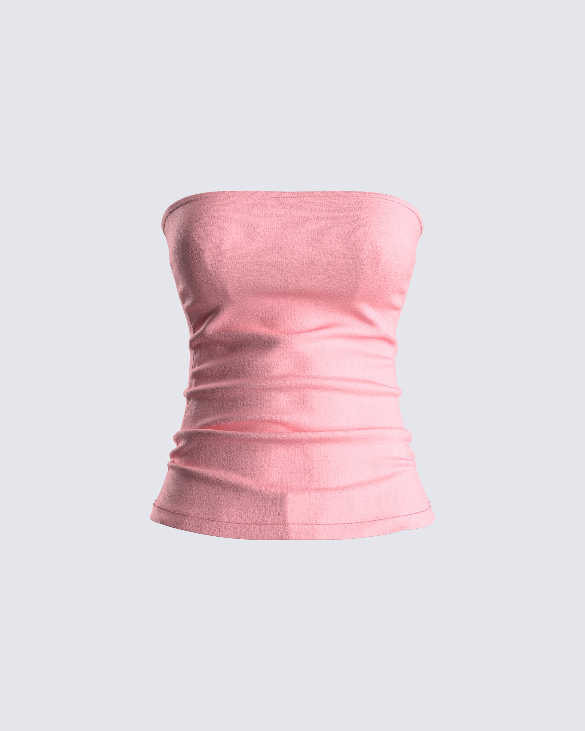 Pink Knit Tube Top - Strapless Ruched Party Top FINESSE Pink Knit Tube Top - Strapless Ruched Party Top FINESSE