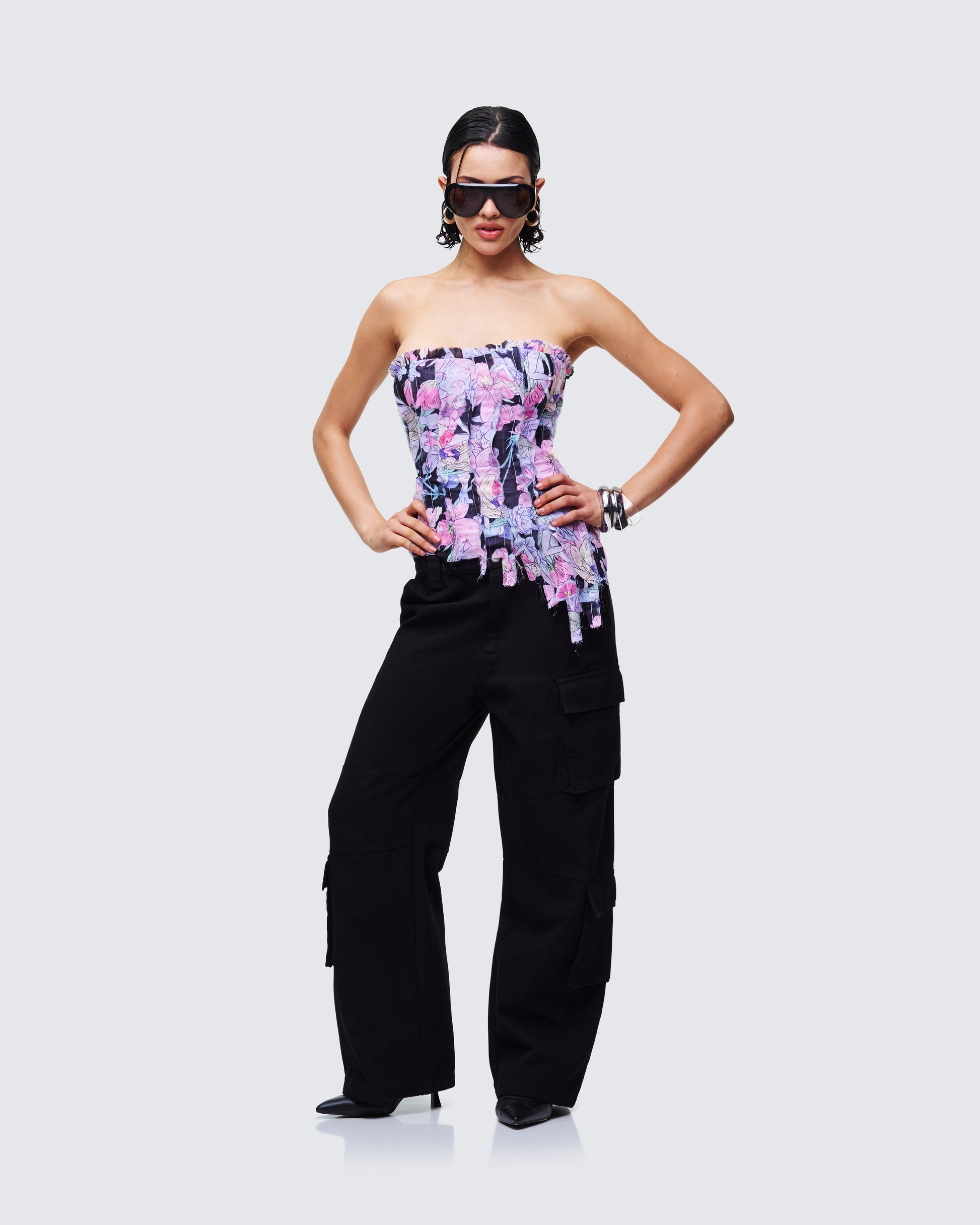 Women's black cotton matching set front view – FINESSE