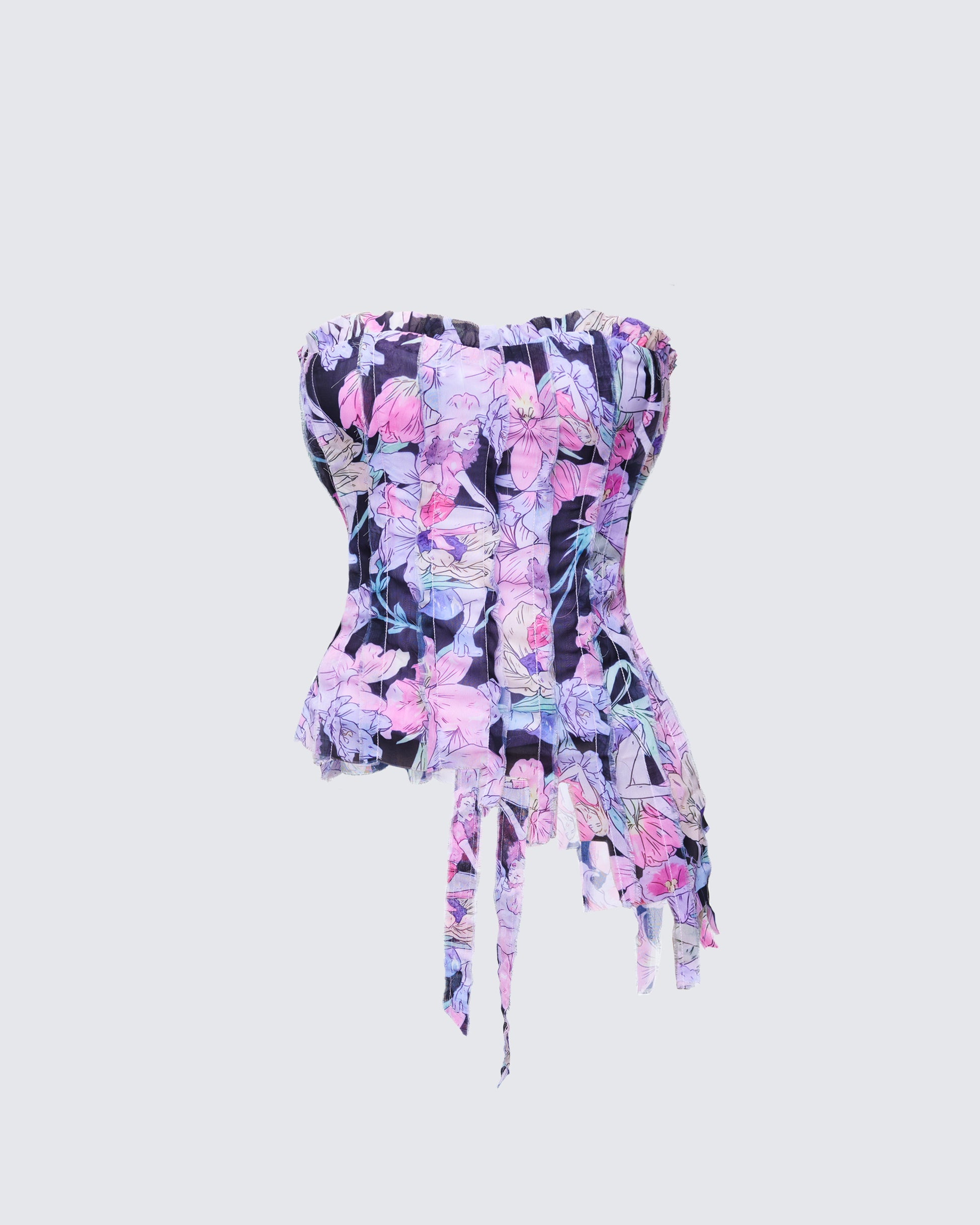 Claudette Black Printed Chiffon Corset Top product front