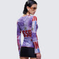Cleodora Purple Printed Mesh Top