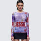 Cleodora Purple Printed Mesh Top