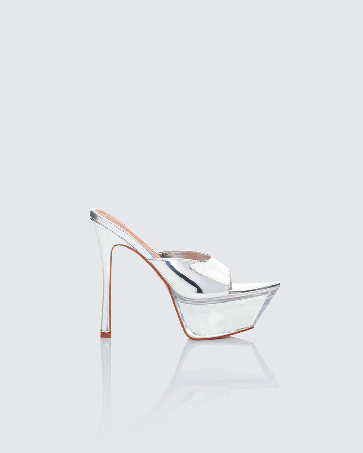 Clover Clear Perspex Pointed Platform Mules
