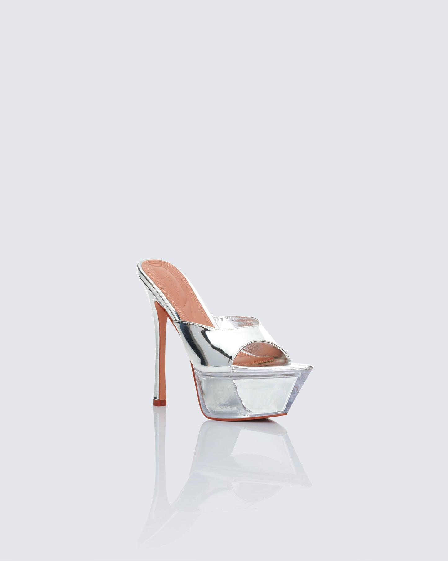 Clover Clear Perspex Pointed Platform Mules