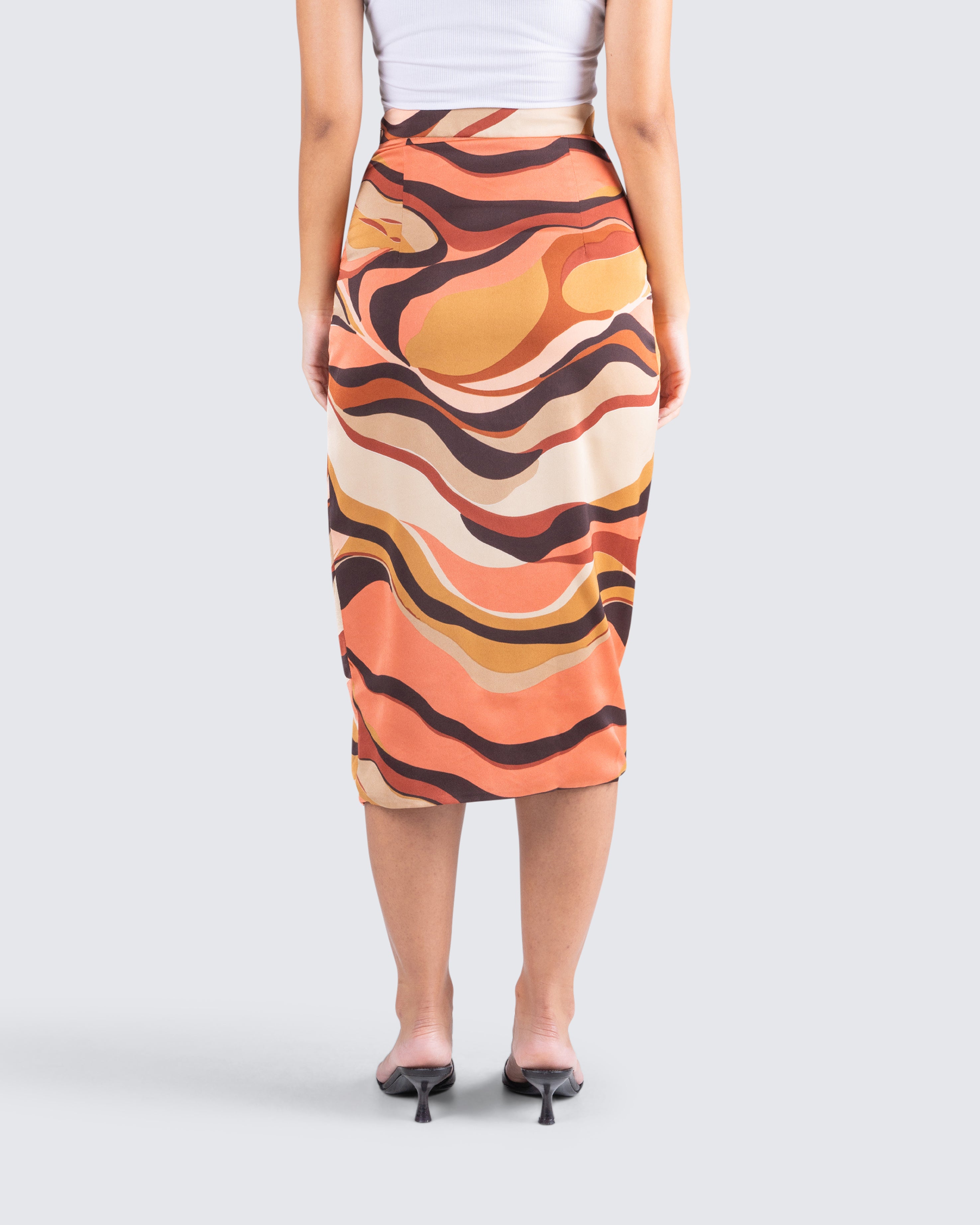 Coen Abstract Print Midi Skirt – FINESSE