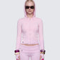 Corah Pink Knit Laced Hoodie model front