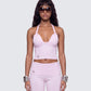 Corah Pink Knit Halter Top model front