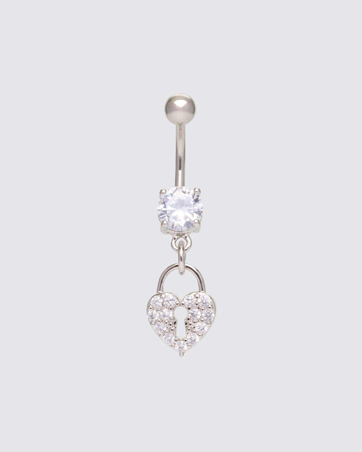 Corinne Silver Heart Lock Belly Bar product front