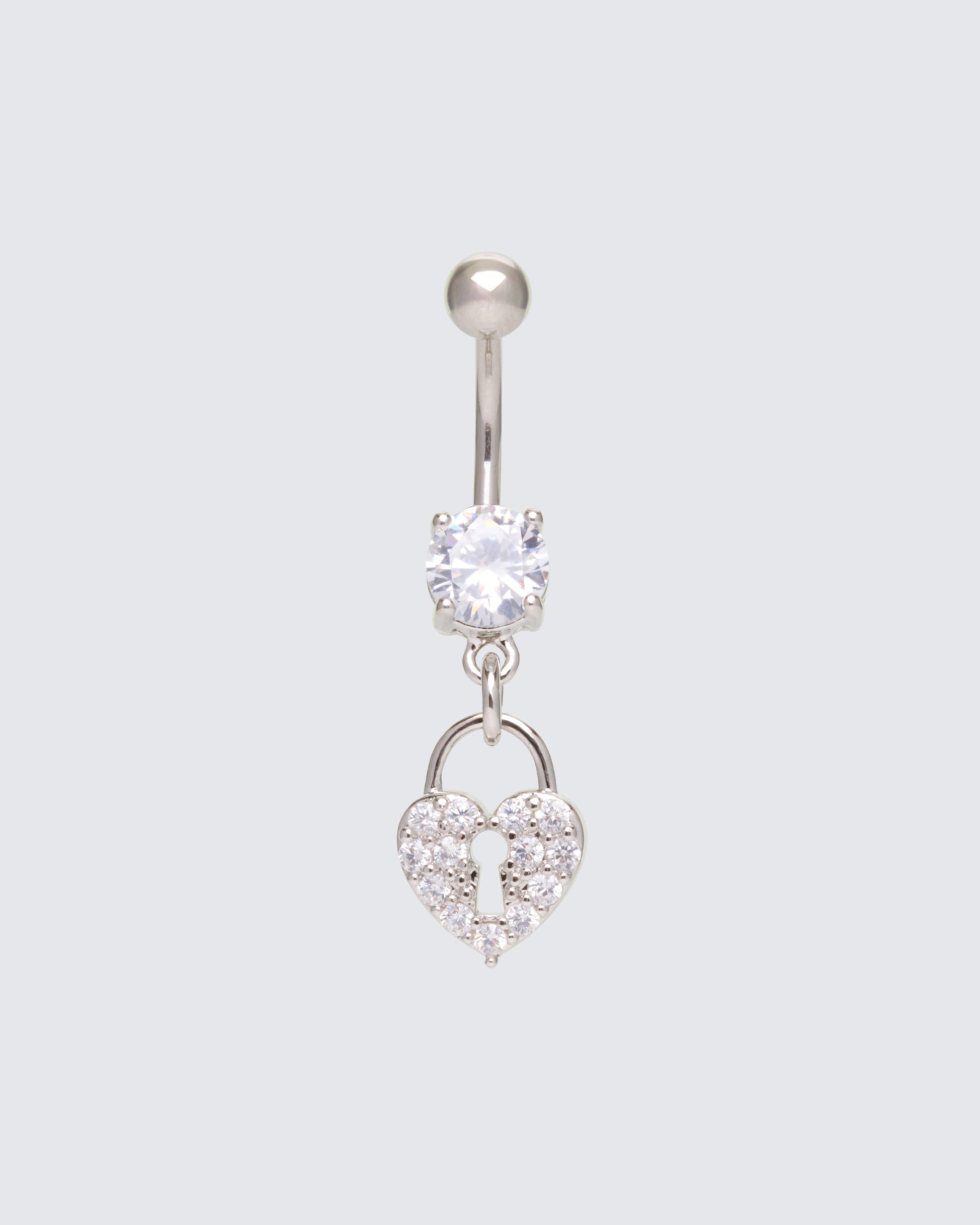 Corinne Silver Heart Lock Belly Bar product front