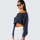 Cory Navy Long Sleeve Crop Top