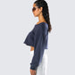 Cory Navy Long Sleeve Crop Top