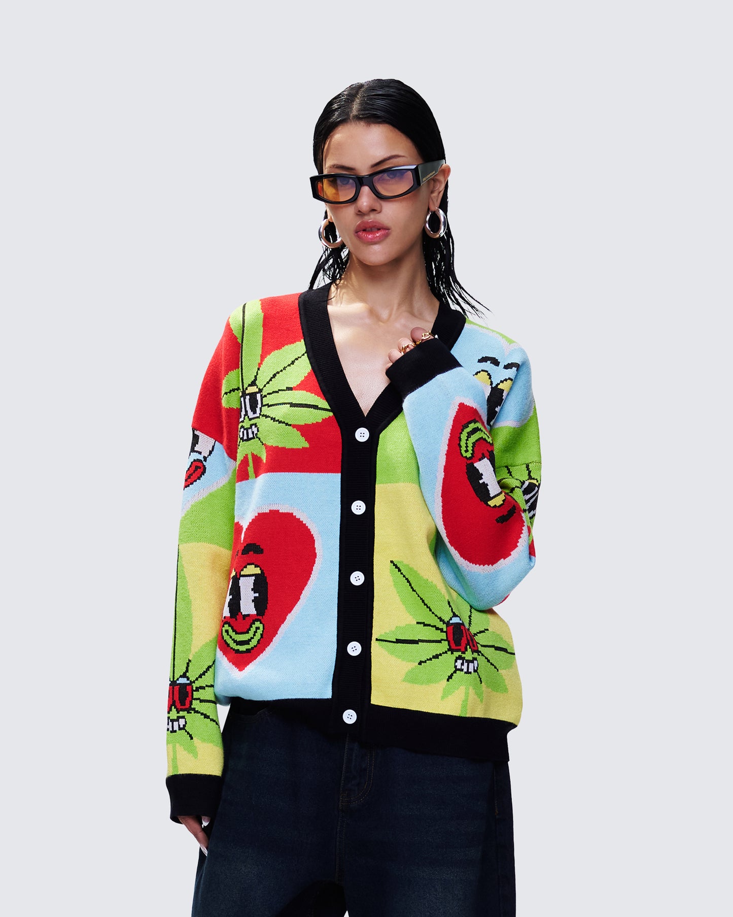 Cyrielle Multi Pop Art Sweater Knit Cardigan