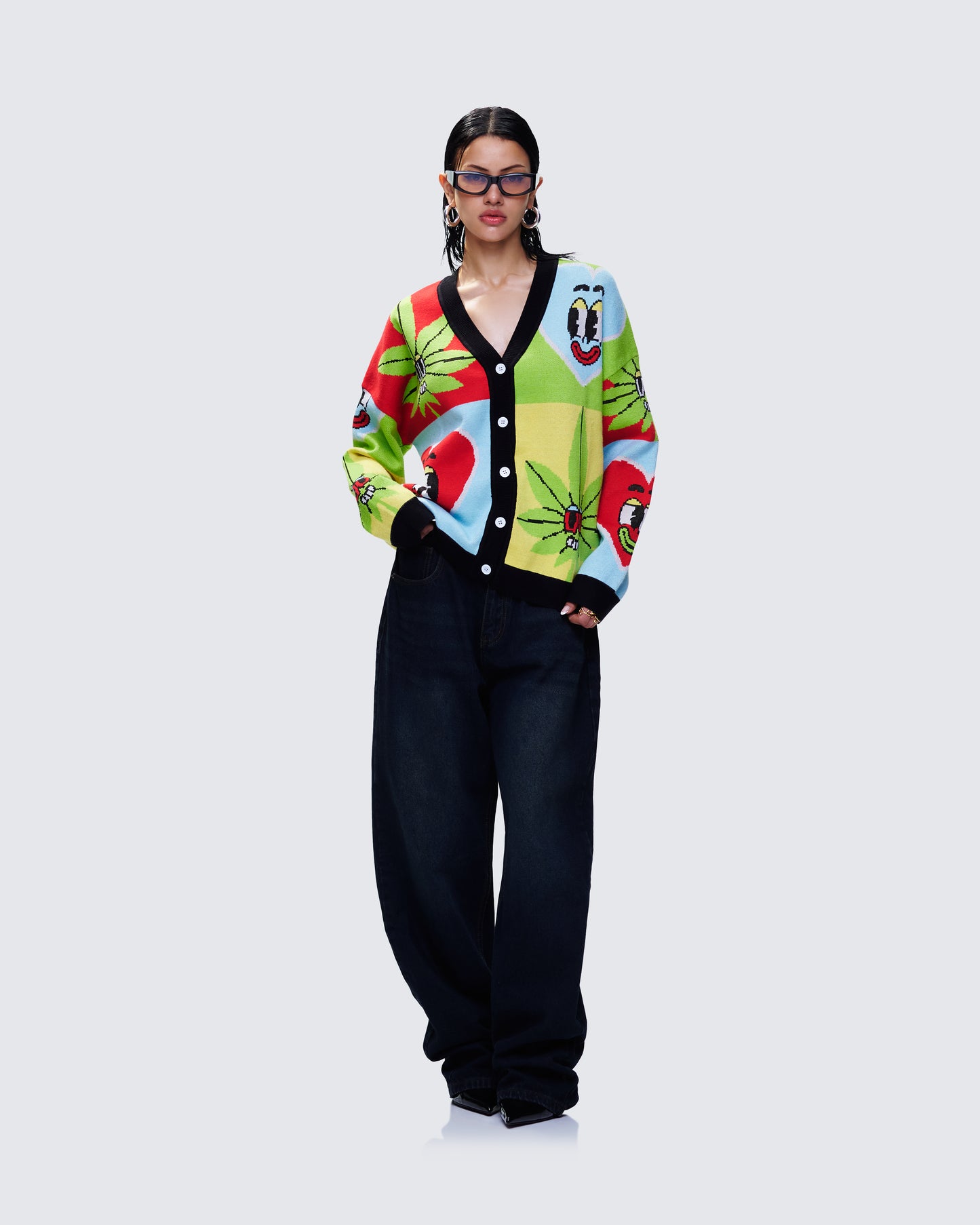 Cyrielle Multi Pop Art Sweater Knit Cardigan