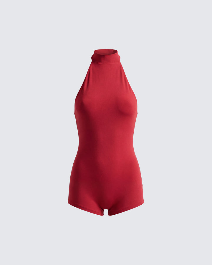 Cairo Red Halter Neck Romper product front