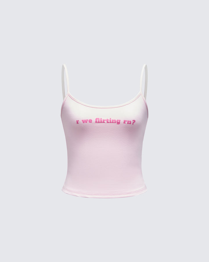 Callie Pink Slogan Jersey Cami Top product front