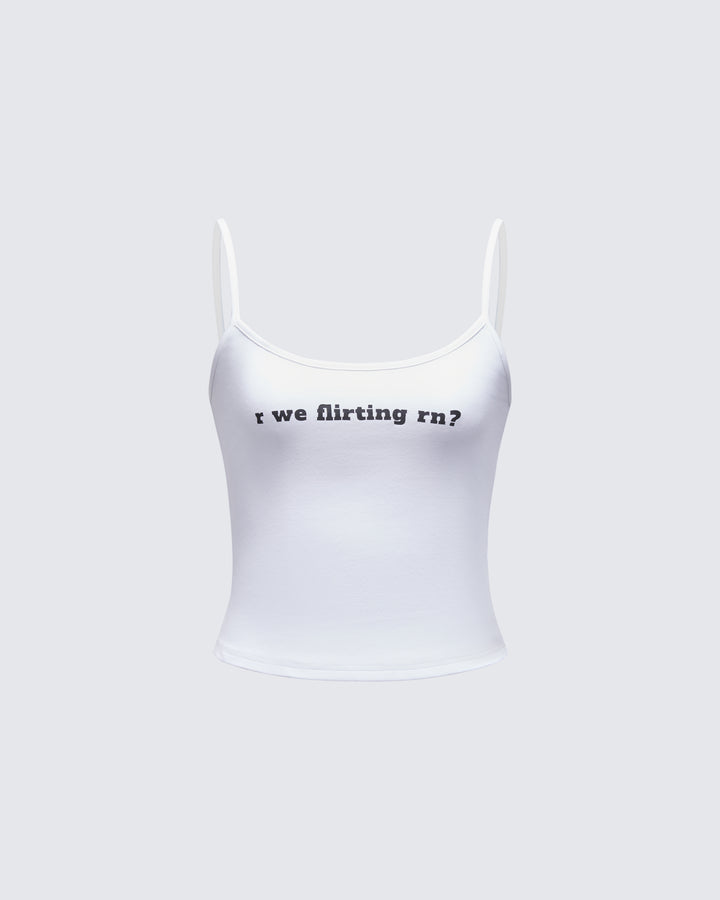 Callie White Slogan Jersey Cami Top product front