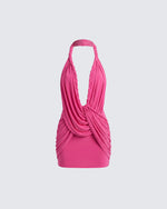 Clair Pink Plunge Drape Mini Dress product front