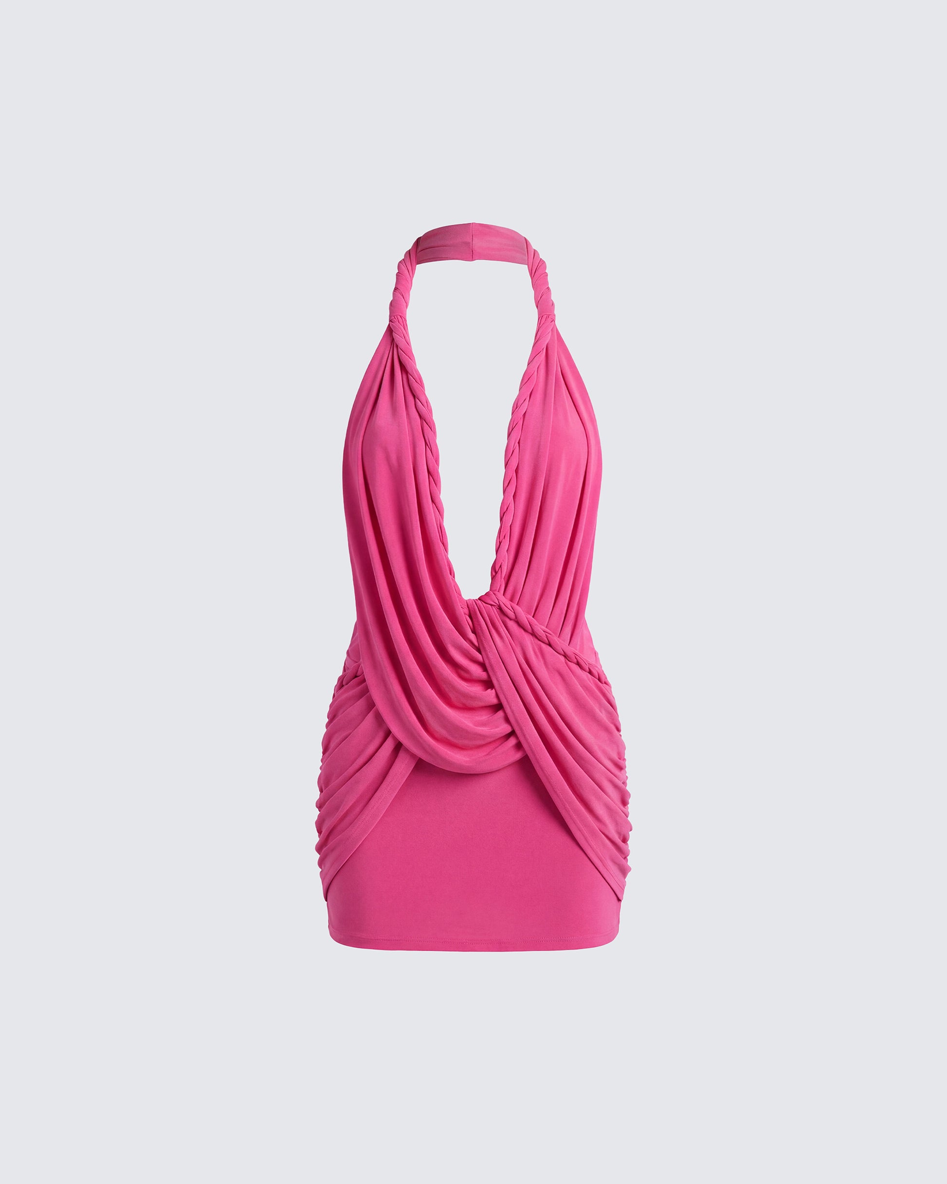 Clair Pink Plunge Drape Mini Dress product front