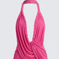 Clair Pink Plunge Drape Mini Dress