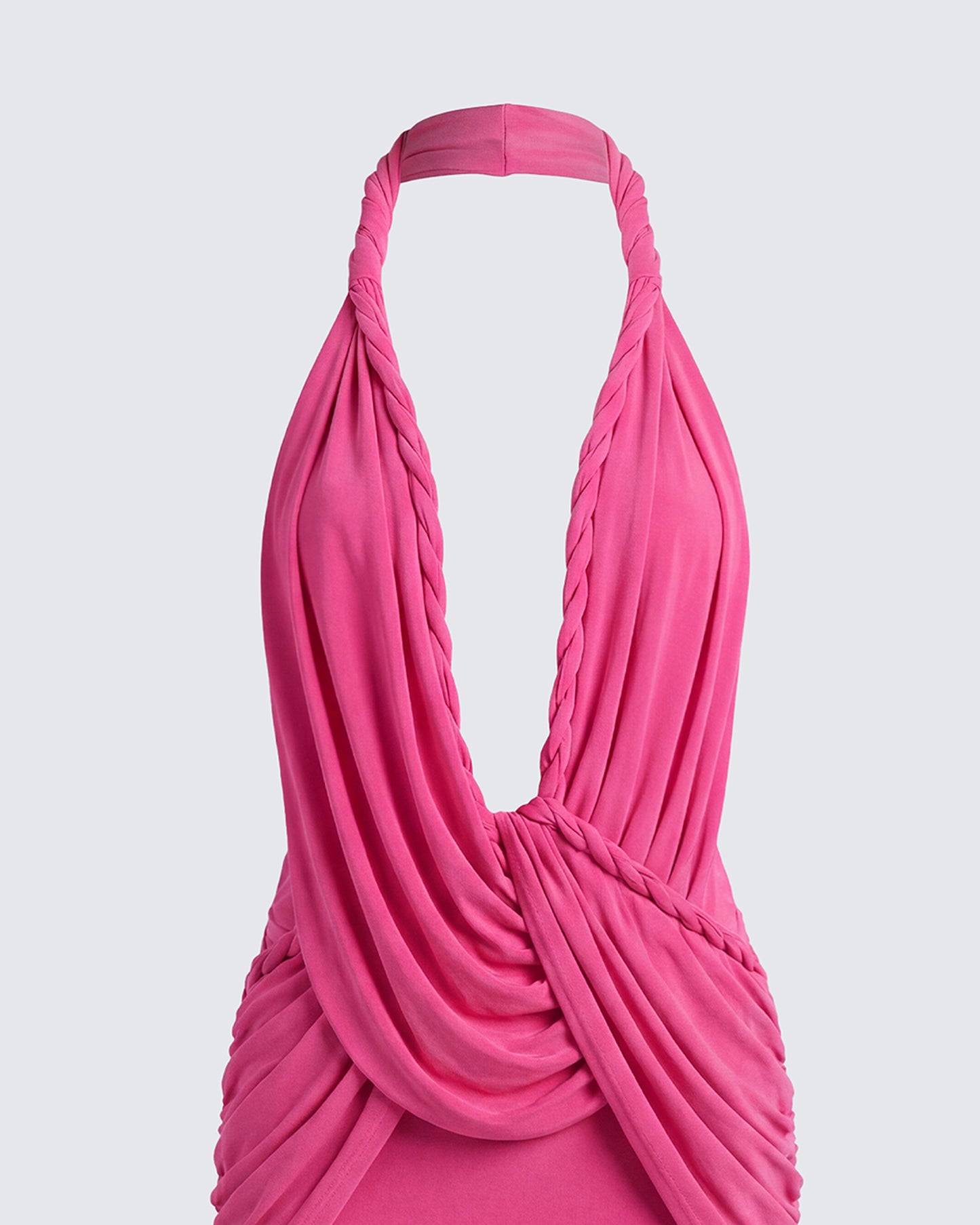 Clair Pink Plunge Drape Mini Dress