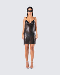 Dalia Black Chainmail Dress