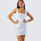 Dallas White Petal Mini Dress