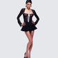 Damaris Black Long Sleeve Bow Trim Top
