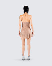 Daphne Nude Rhinestone Mini Dress – FINESSE