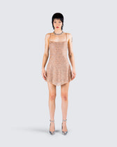 I'M ALL IN RHINESTONE DRESS - NUDE