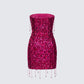 Minivestido Darcie con lentejuelas y cuentas hechas a mano en color rosa