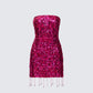 Minivestido Darcie con lentejuelas y cuentas hechas a mano en color rosa