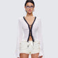 Daria Ivory Lace Up Blouse