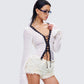 Daria Ivory Lace Up Blouse