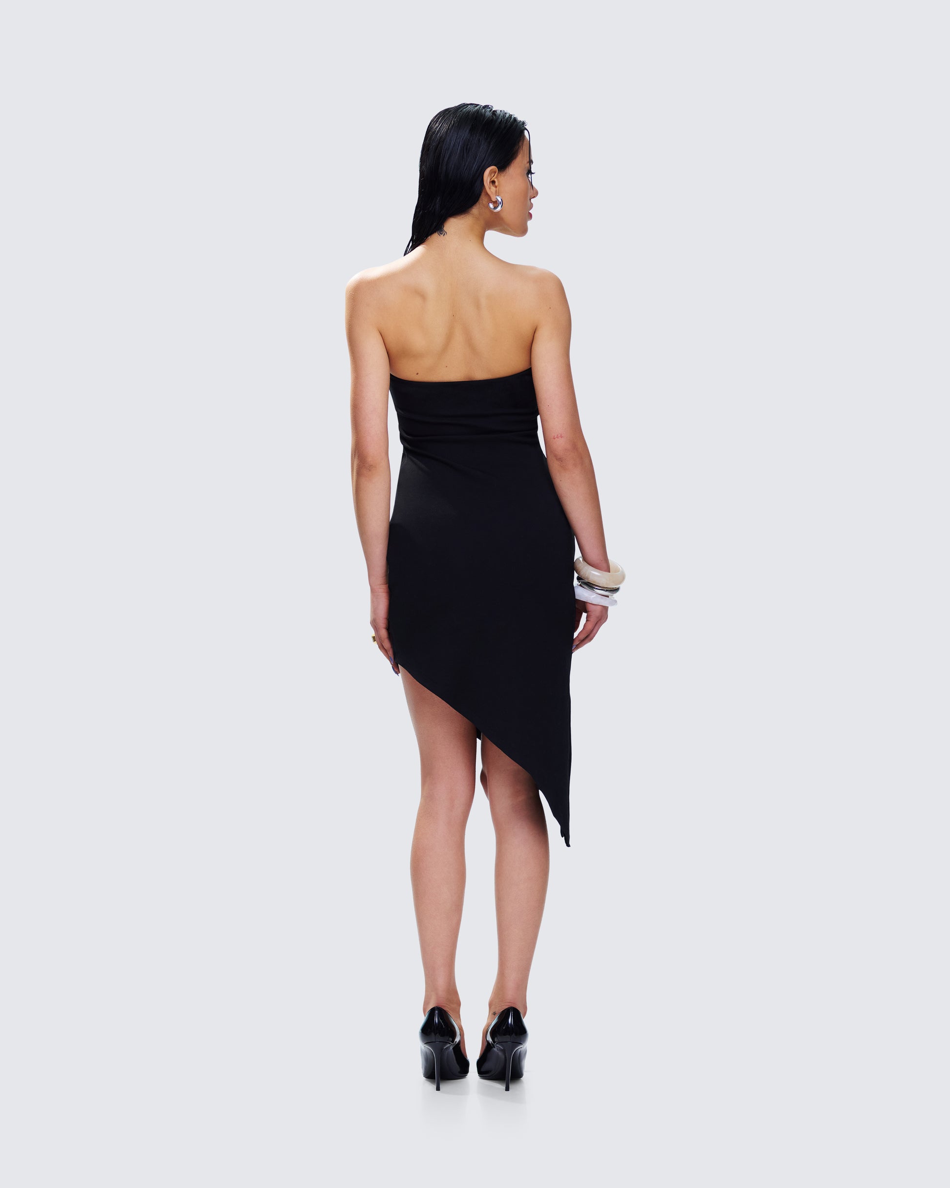 strapless black cotton dress COTTON STRAPLESS DRESS MODEL 3 - RULA