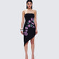 Dariela Black Flower Print Midi Dress