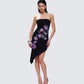 Dariela Black Flower Print Midi Dress