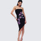 Dariela Black Flower Print Midi Dress