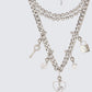 Darlene Silver Piercing Charm Necklace Stack