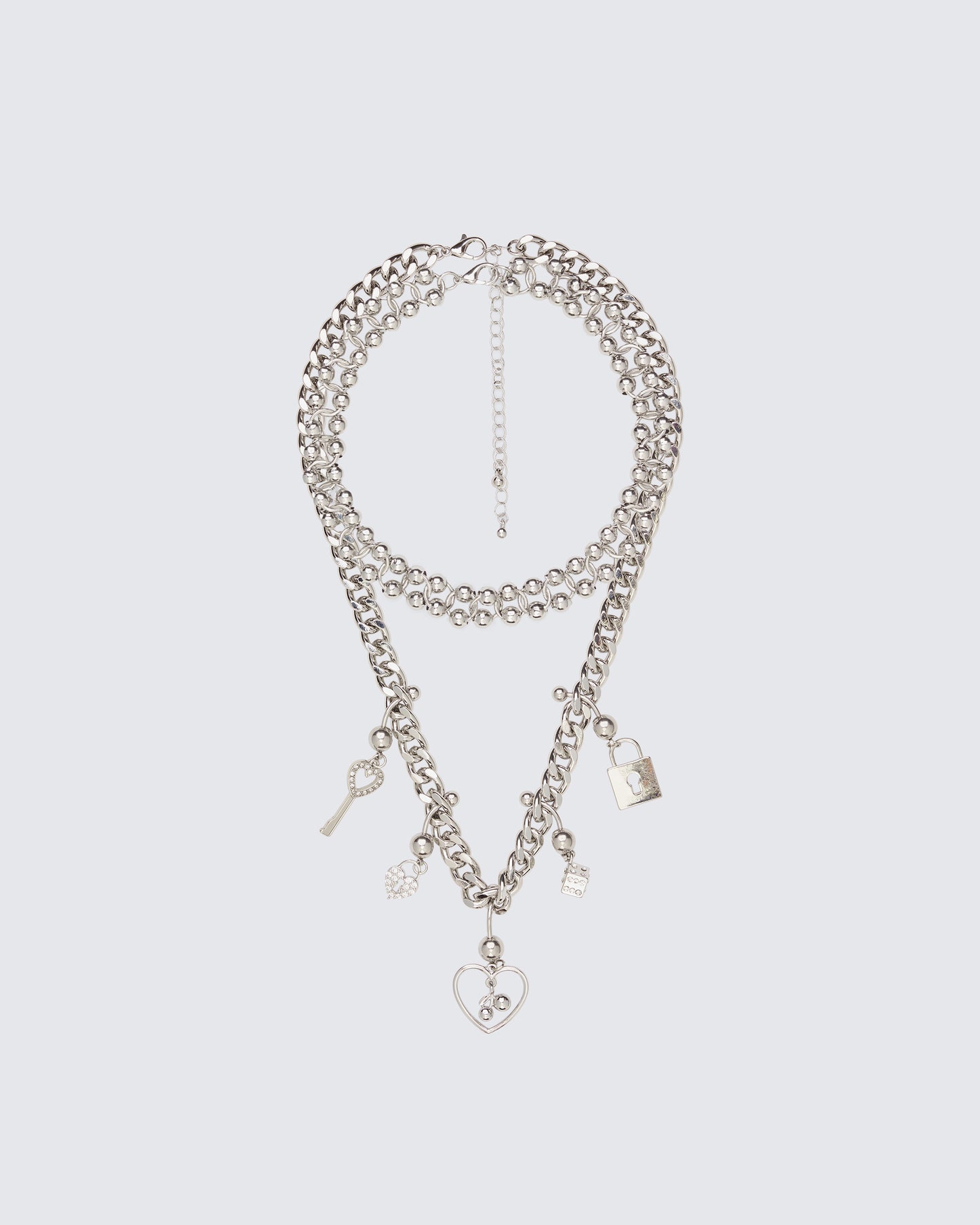 Darlene Silver Piercing Charm Necklace Stack product front